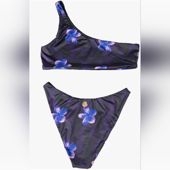 Sweet Penelope Other - Sweet Penelope Purple Floral One-Shoulder Bikini Set